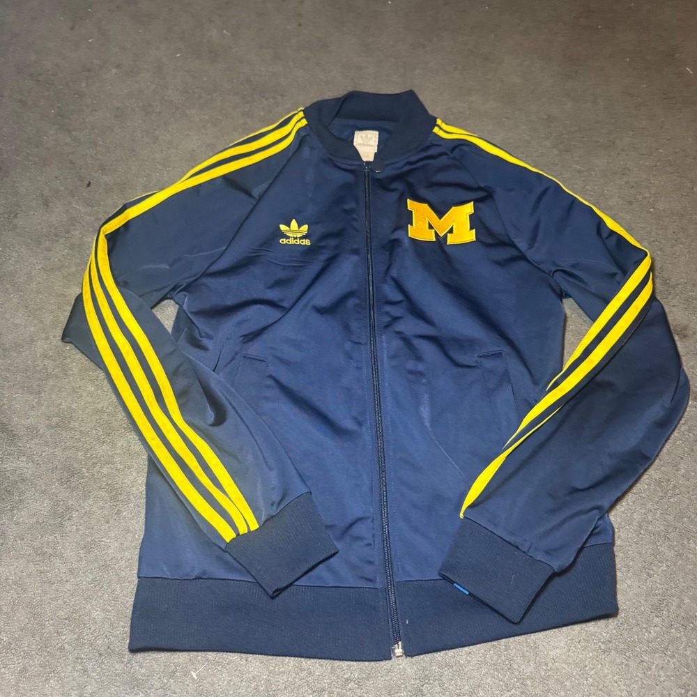 Adidas Originals Michigan Wolverines Track Jacket Navy Blue Yellow Mens Small